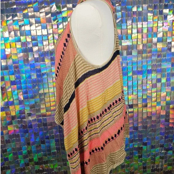 Womens M Sleeveless Geometric Print‎ Open Front Cardigan Sweater - Picture 3 of 5